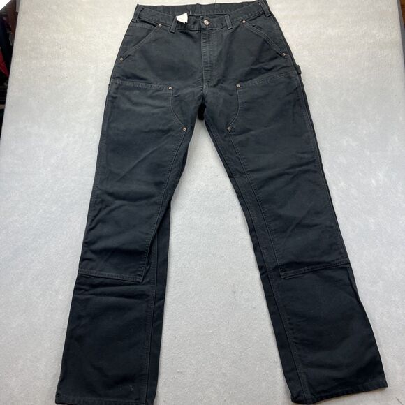 Carhartt EB136 Washed Duck Double Front Work Dungaree Pants Size 36x36 Black - Picture 3 of 16